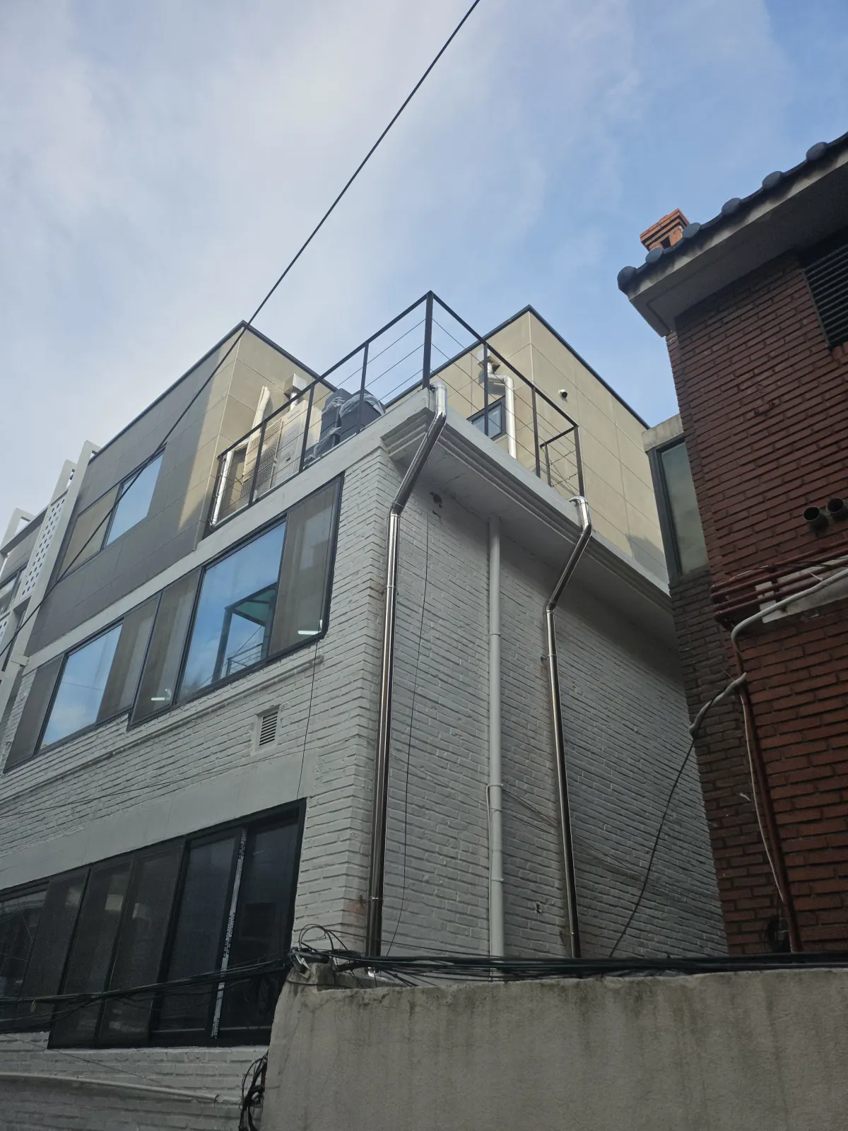 공장창고 대구경 PVC 우수관 — 에프터 사진 (시공 후)